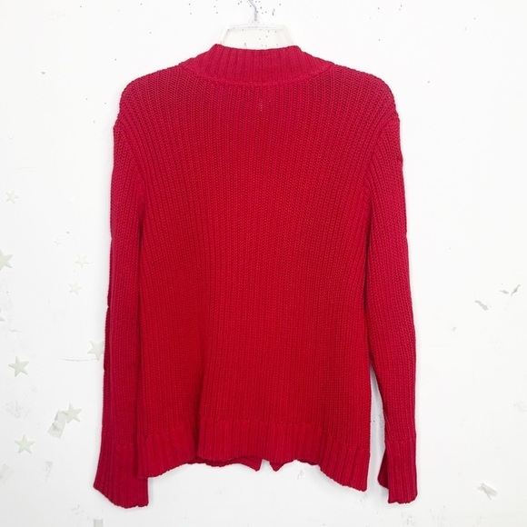 CHICOS red ribbon cable knit cardigan - Picture 7 of 9